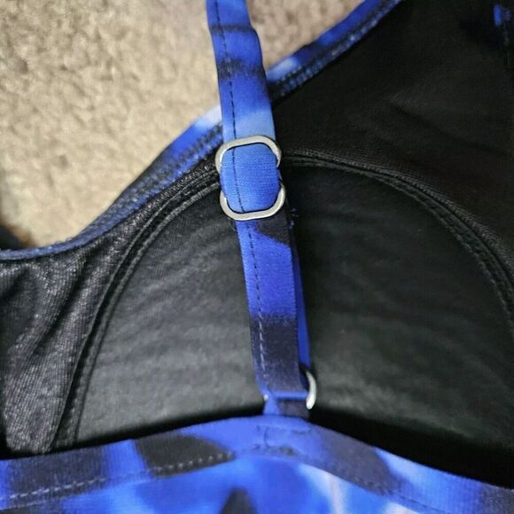 Magicsuit Tiered Tankini Swim Top Blue Tie Dyed V-Neck Bra Adjustable Size 8 - Picture 5 of 9